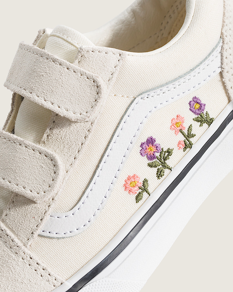 Little Kids Old Skool V Shoe VANS Floral Embroidery Marshmallow ALT4