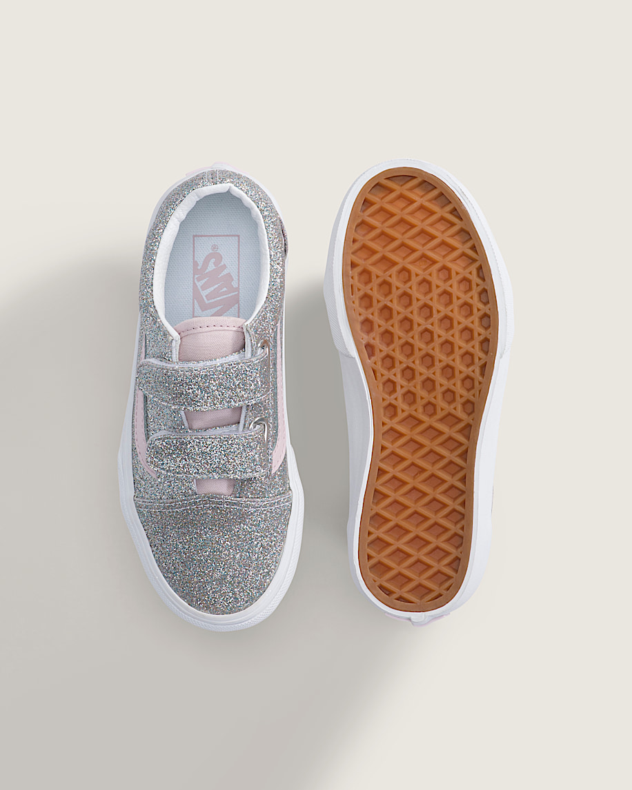 Little Kids Old Skool V Shoe VANS Glitter Silver  Pale Petal ALT2