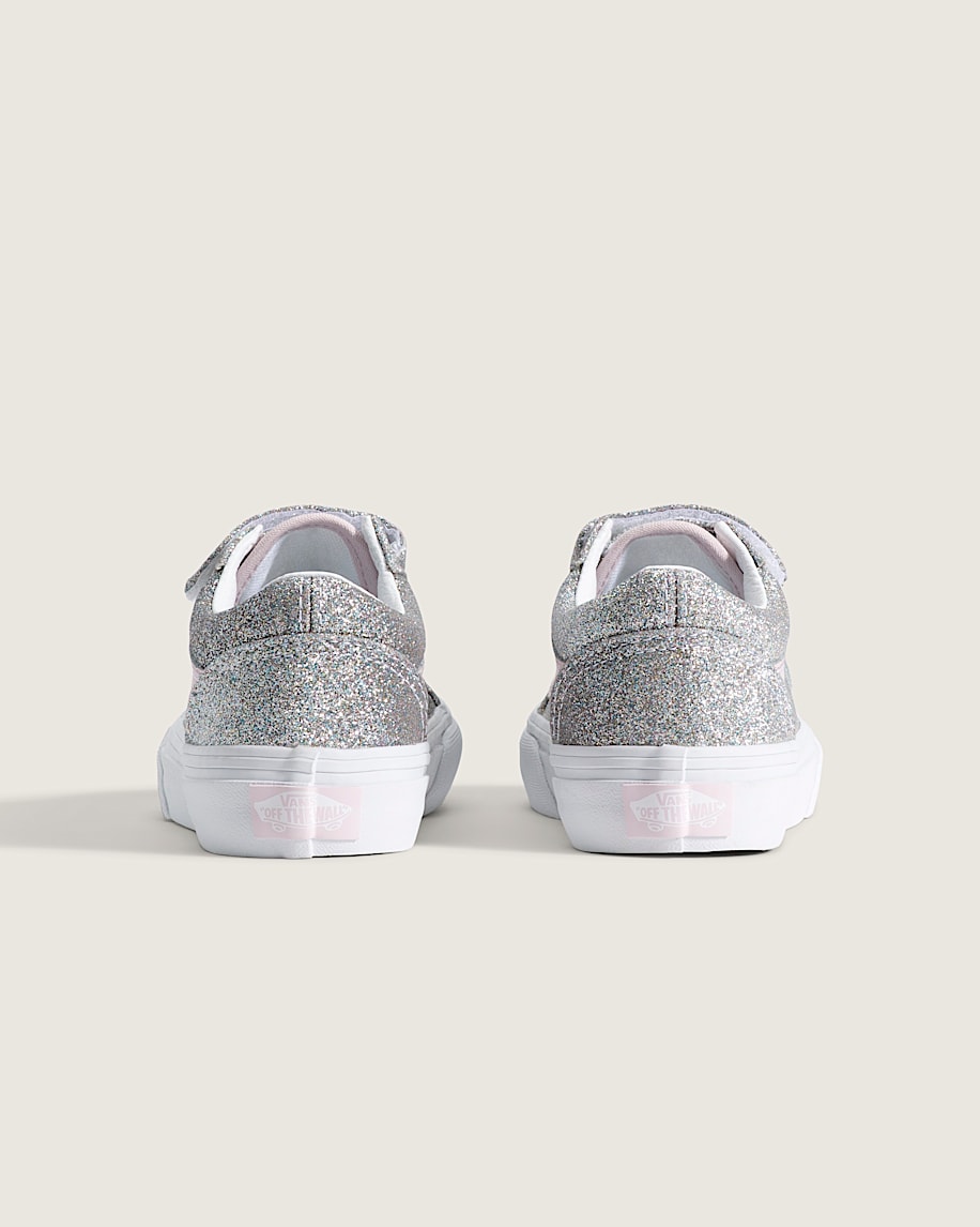 Little Kids Old Skool V Shoe VANS Glitter Silver  Pale Petal ALT3
