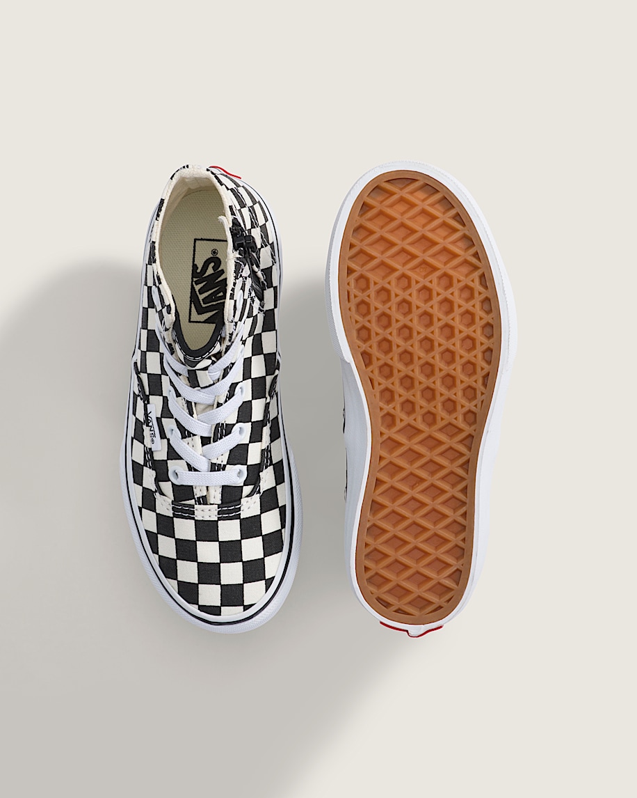 Little Kids Authentic Hi 20 Zip Shoe VANS Checkerboard Black  True White ALT2