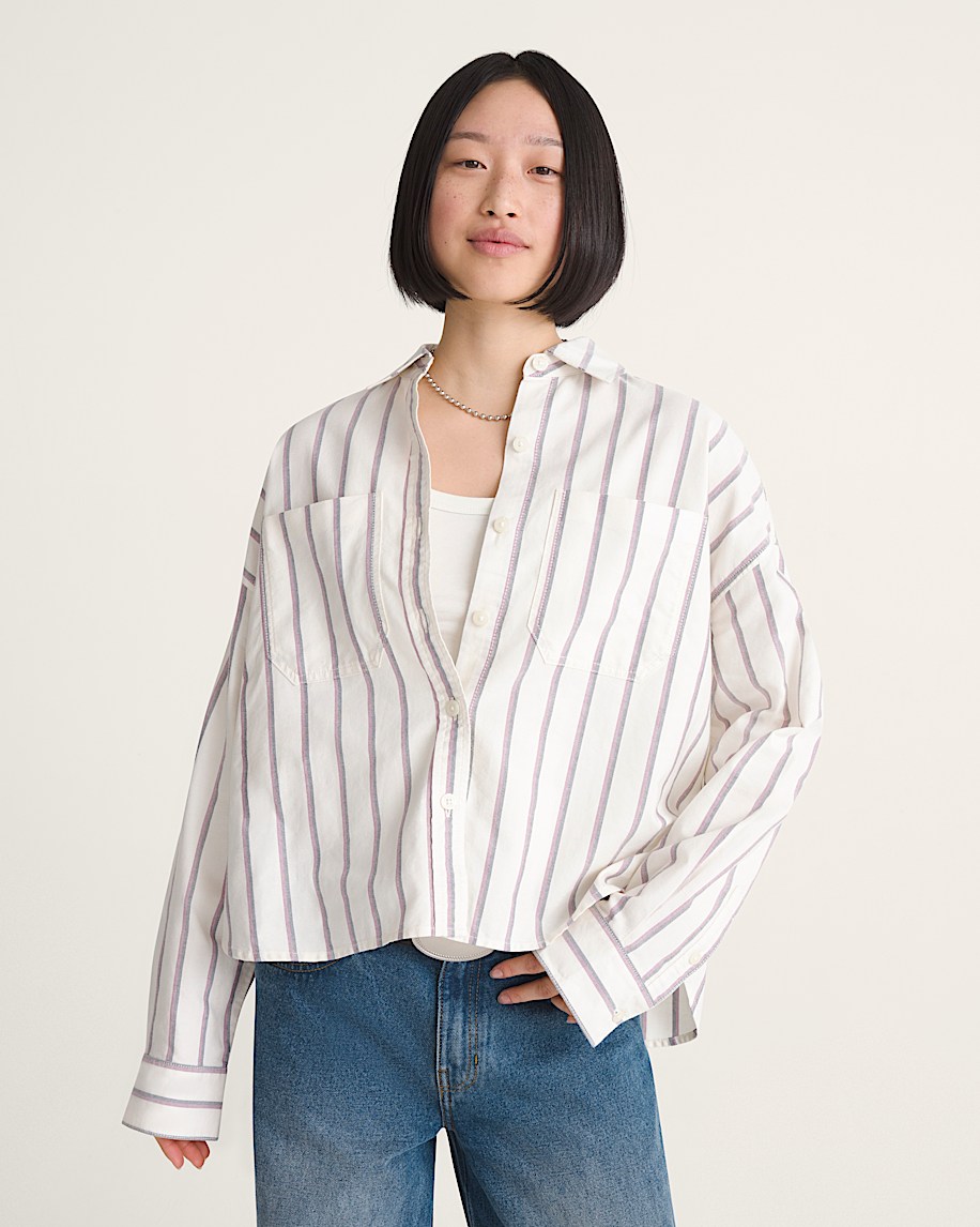 Long Sleeve Boxy Oxford Shirt VANS Egret White ALT2