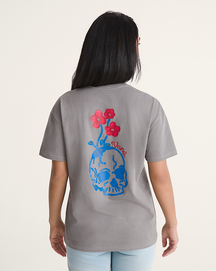 Hand Drawn Floral TShirt VANS Pewter ALT3