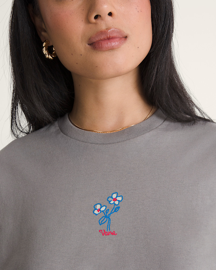 Hand Drawn Floral TShirt VANS Pewter ALT4