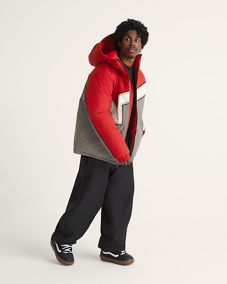 90s Big Block Hooded Puffer Jacket VANS Racing Red ALT4