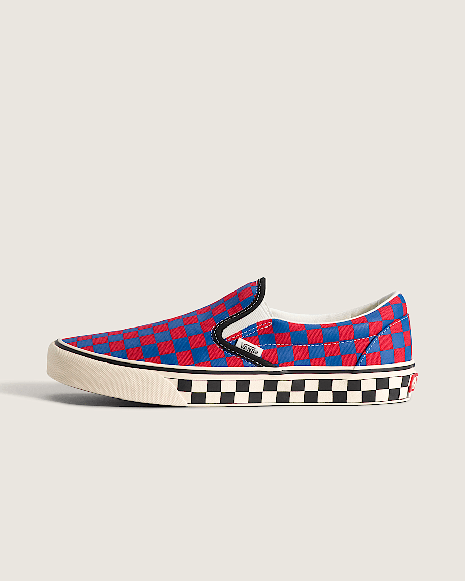 Classic SlipOn Checkerboard Shoe VANS Checkerboard Red  Blue HERO