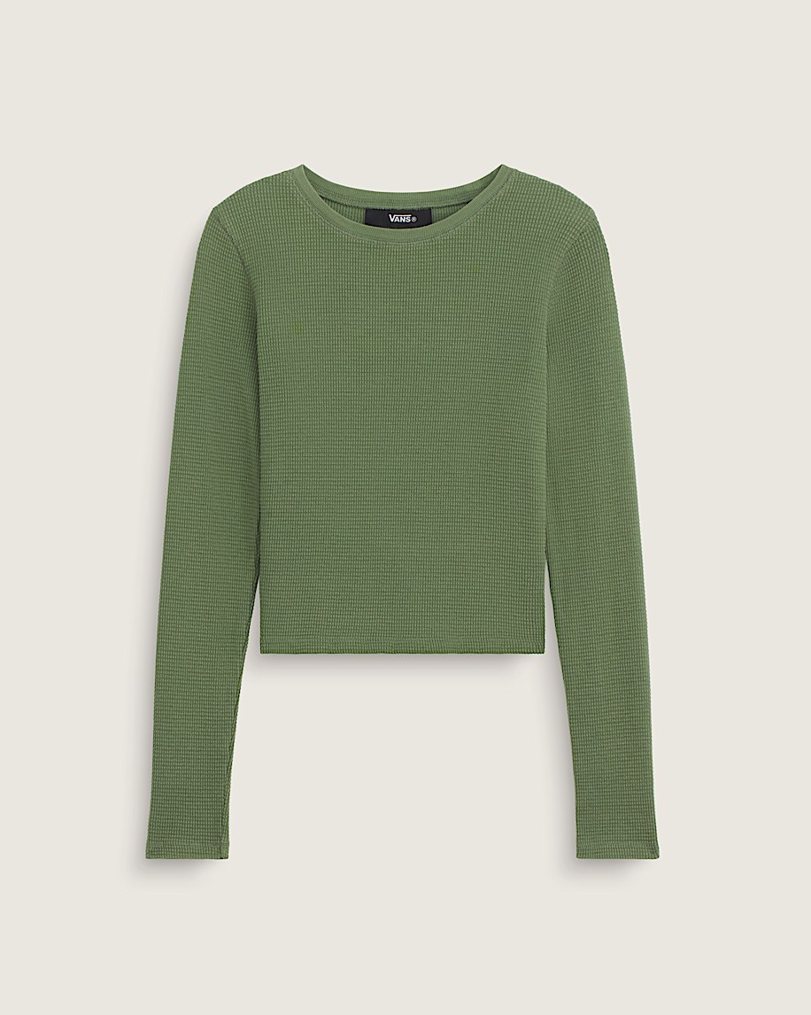 Teri Waffle Long Sleeve Shirt VANS Green Balsam HERO