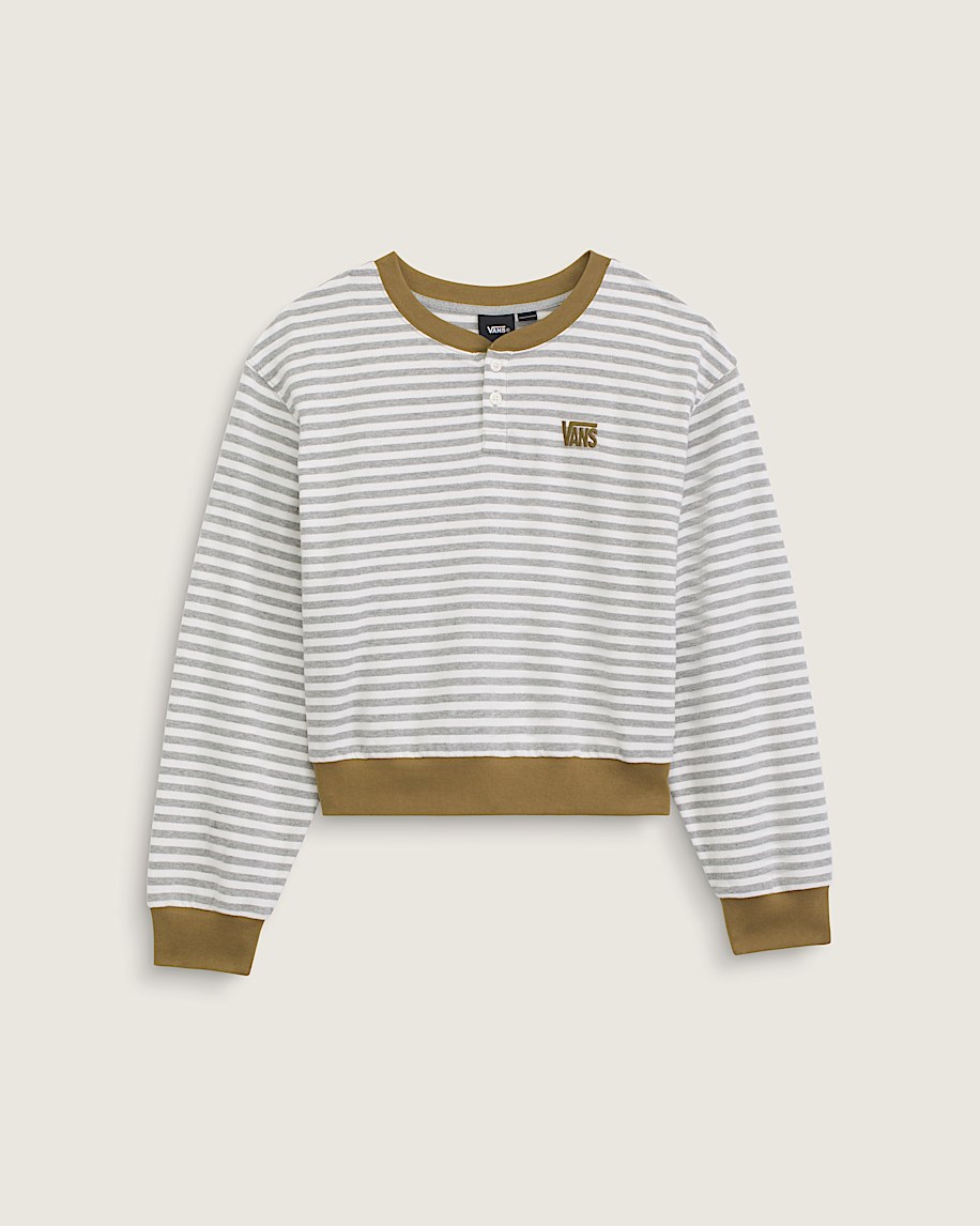 Molly Long Sleeve Henley VANS Marshmallow White  Cement Heather Grey HERO