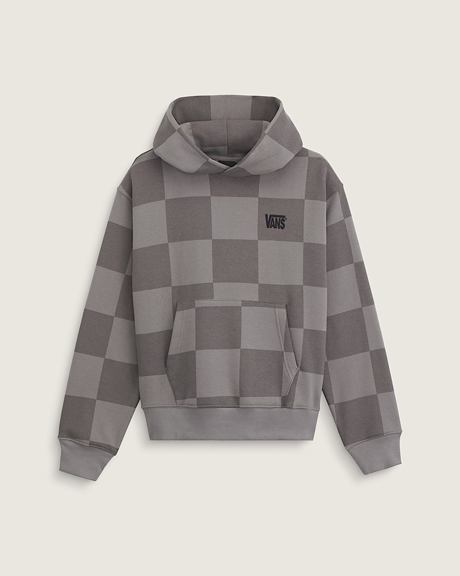 Stretch Logo Checkerboard Pullover Hoodie VANS Pewter HERO