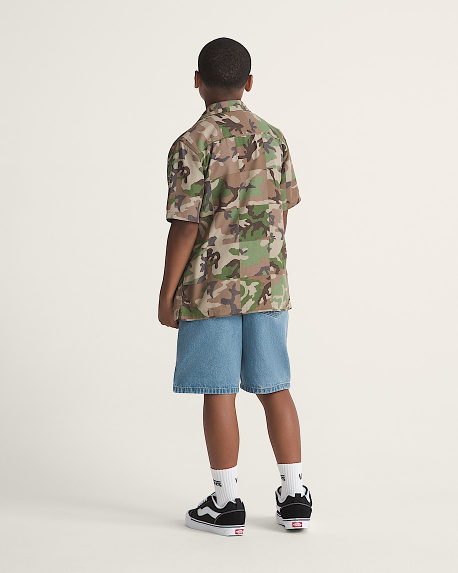 Kids Check 5 Baggy Denim Short VANS Stonewash Blue ALT4