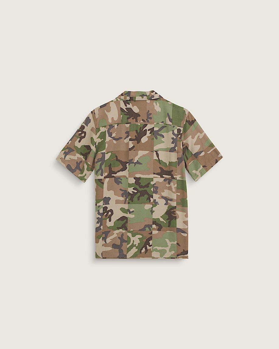 Kids Checkerboard Camp Shirt VANS Aluminum Camo ALT1