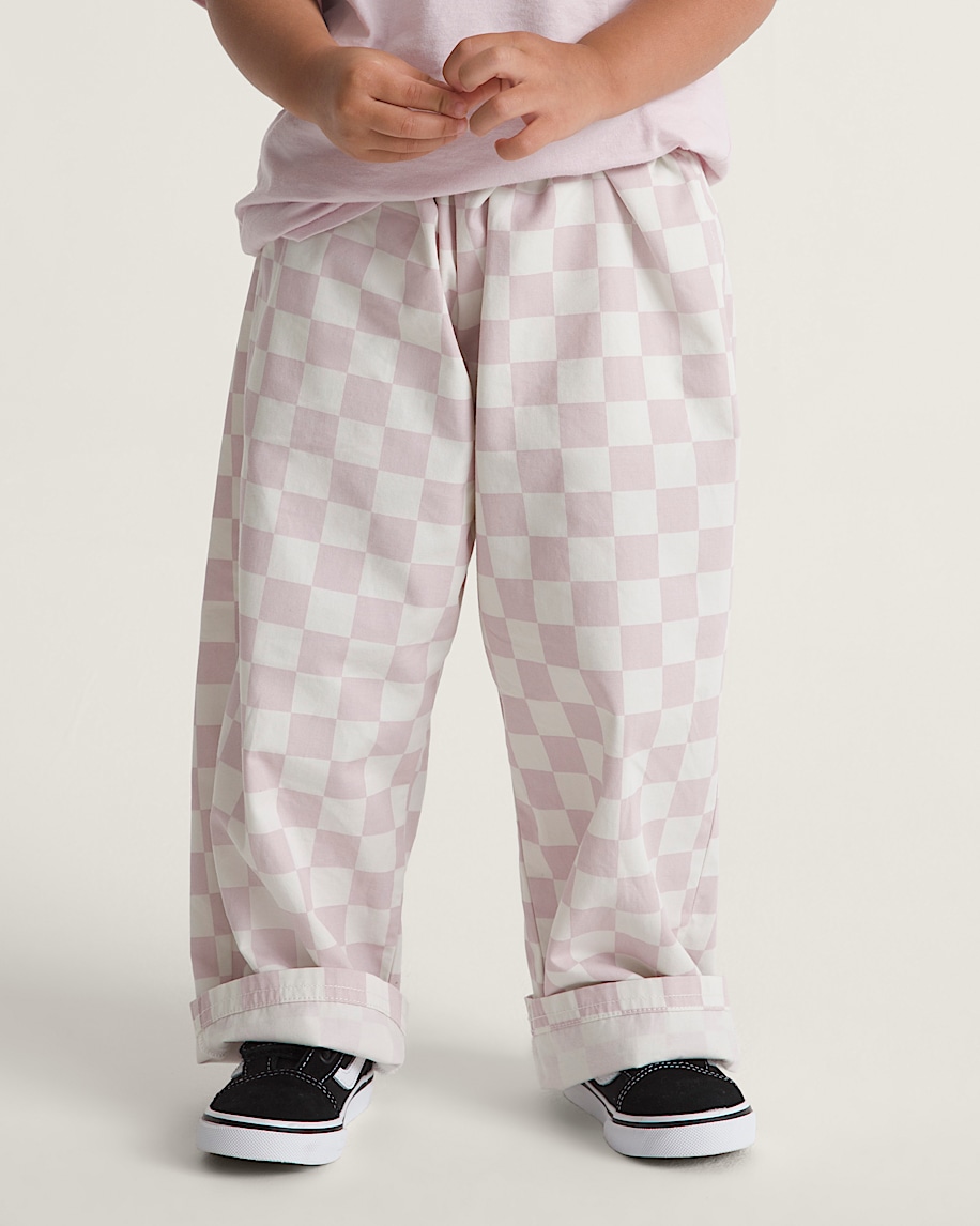 Little Kids Lili Elastic Waist Checkerboard Pant VANS Pale Petal Pink  Marshmallow White ALT2