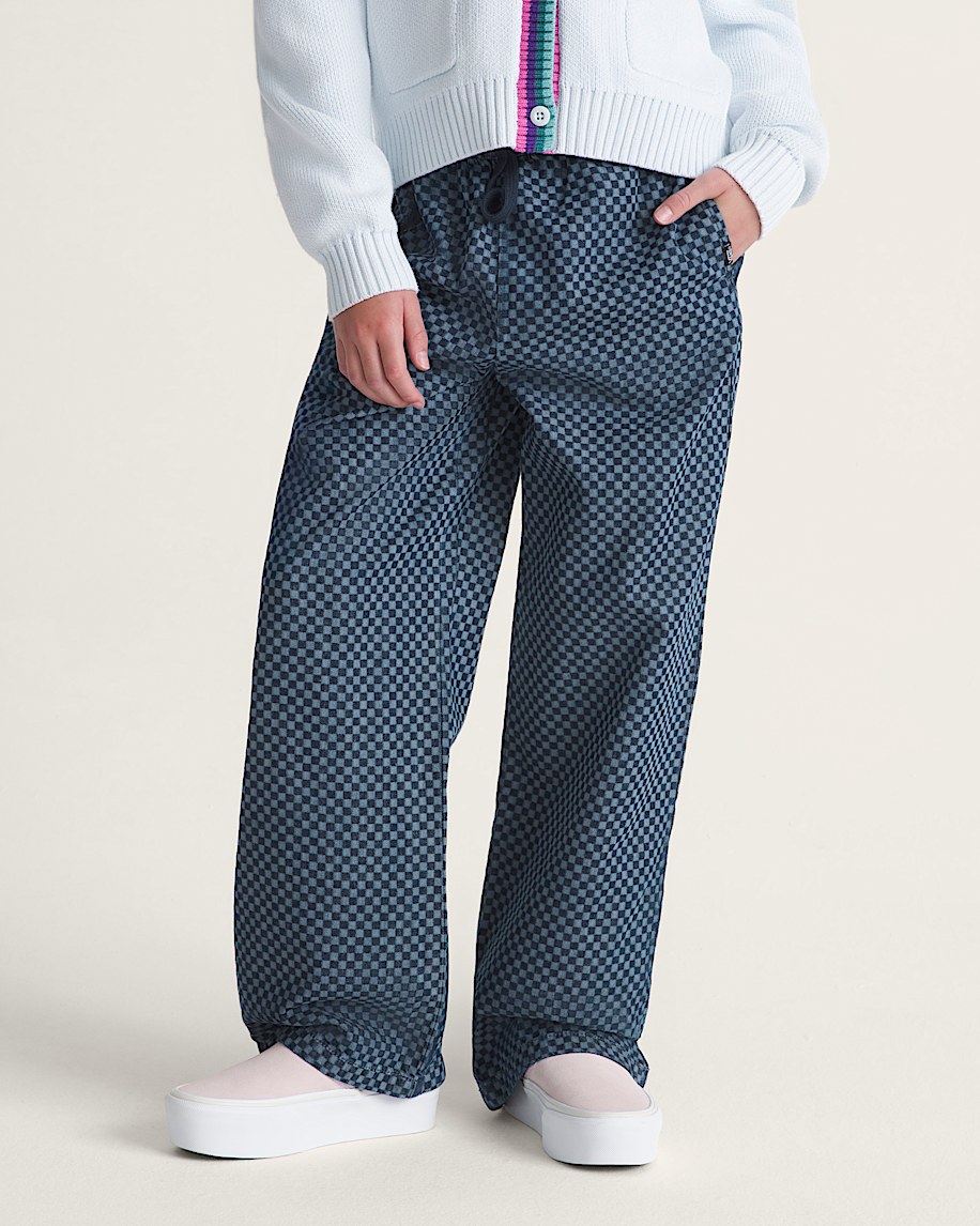 Kids Eunice Elastic Waist Denim Pants VANS Dark Rinse Blue ALT2