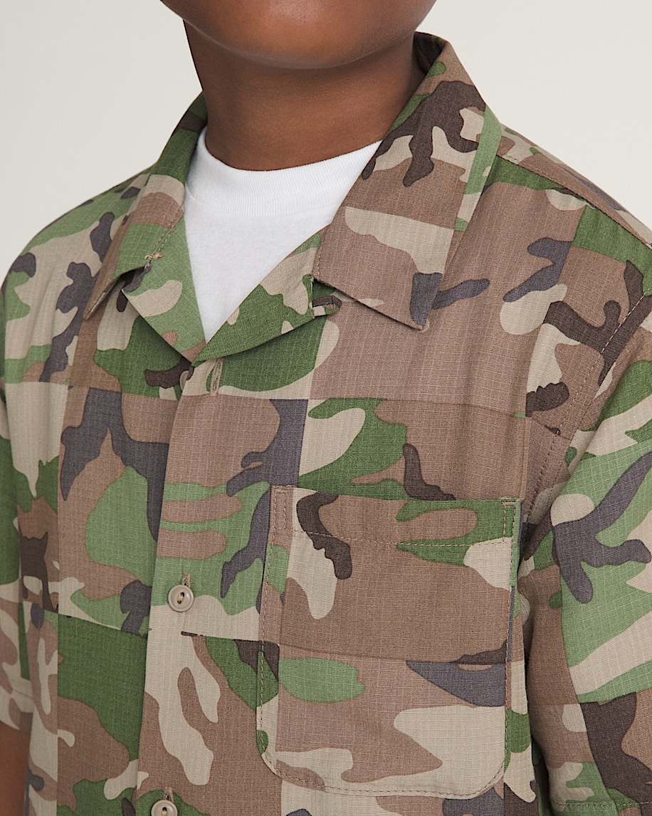 Kids Checkerboard Camp Shirt VANS Aluminum Camo ALT4