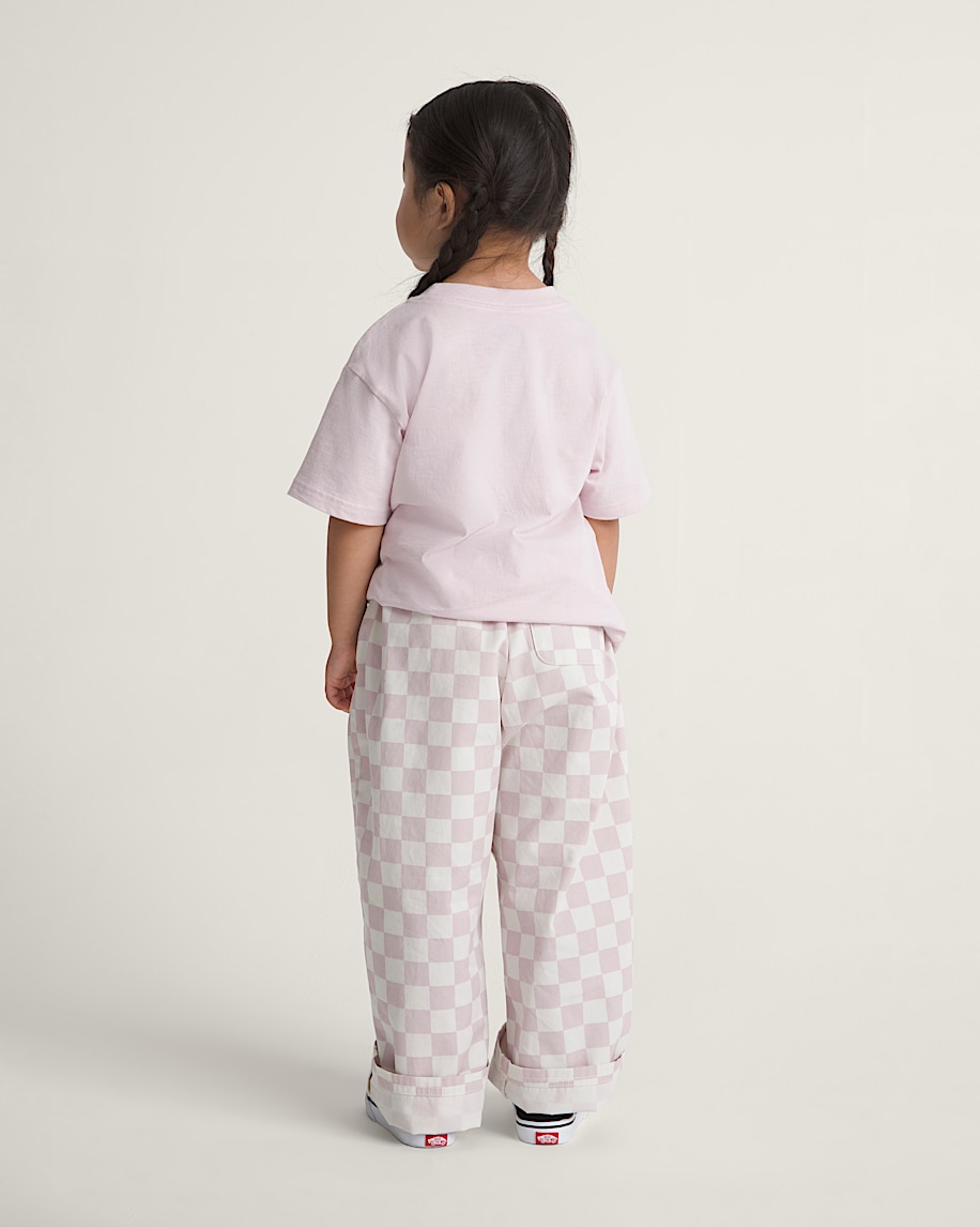 Little Kids Lili Elastic Waist Checkerboard Pant VANS Pale Petal Pink  Marshmallow White ALT4