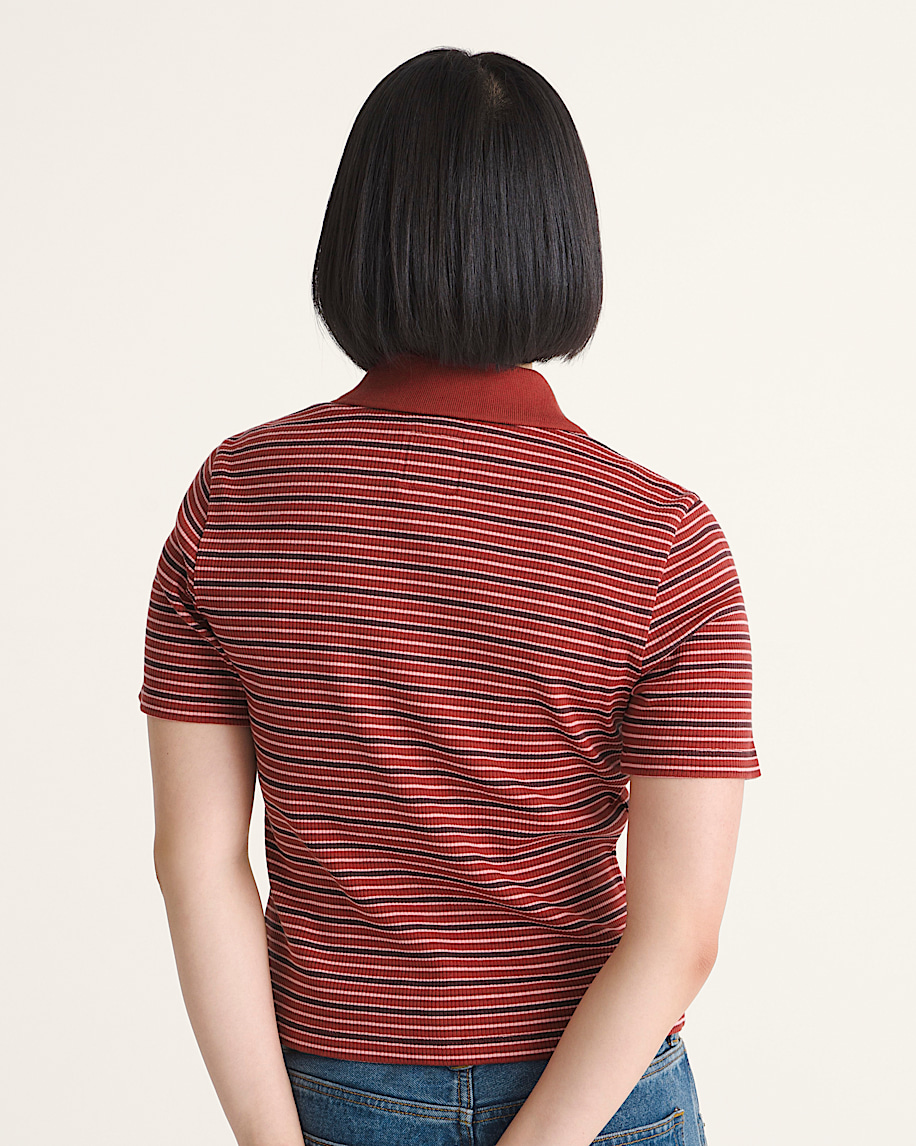 Priscilla Stripe Polo Shirt VANS Poppy Ember Red ALT3