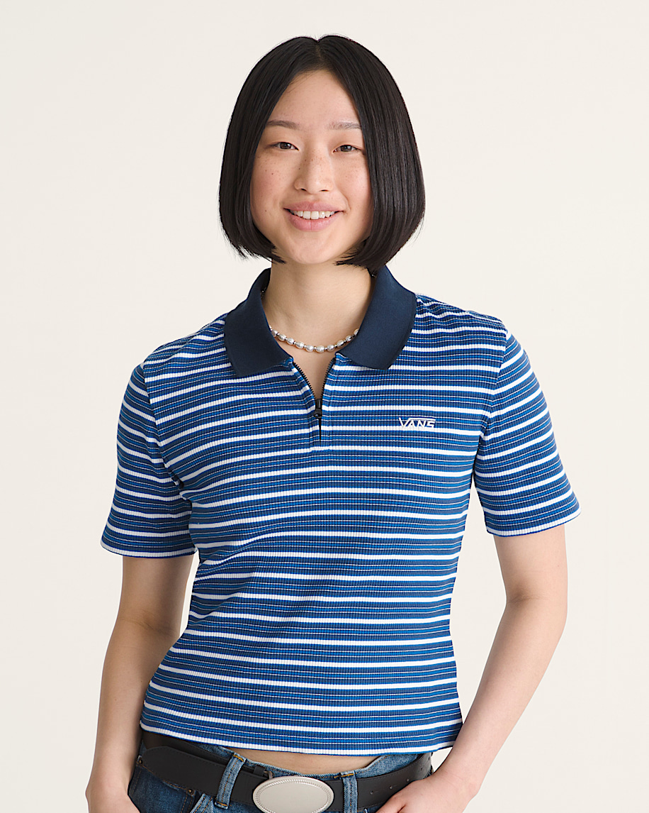 Priscilla Stripe Polo Shirt VANS Classic Blue ALT2