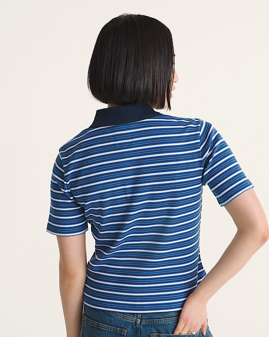 Priscilla Stripe Polo Shirt VANS Classic Blue ALT3