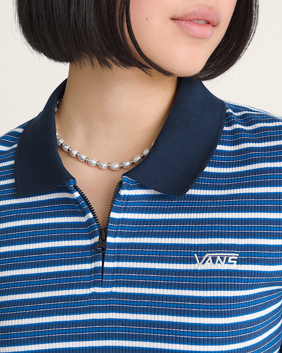 Priscilla Stripe Polo Shirt VANS Classic Blue ALT4