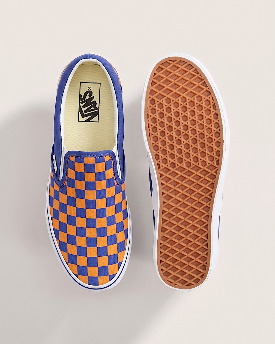 Classic SlipOn Shoe VANS Checkerboard Blue  Orange ALT2