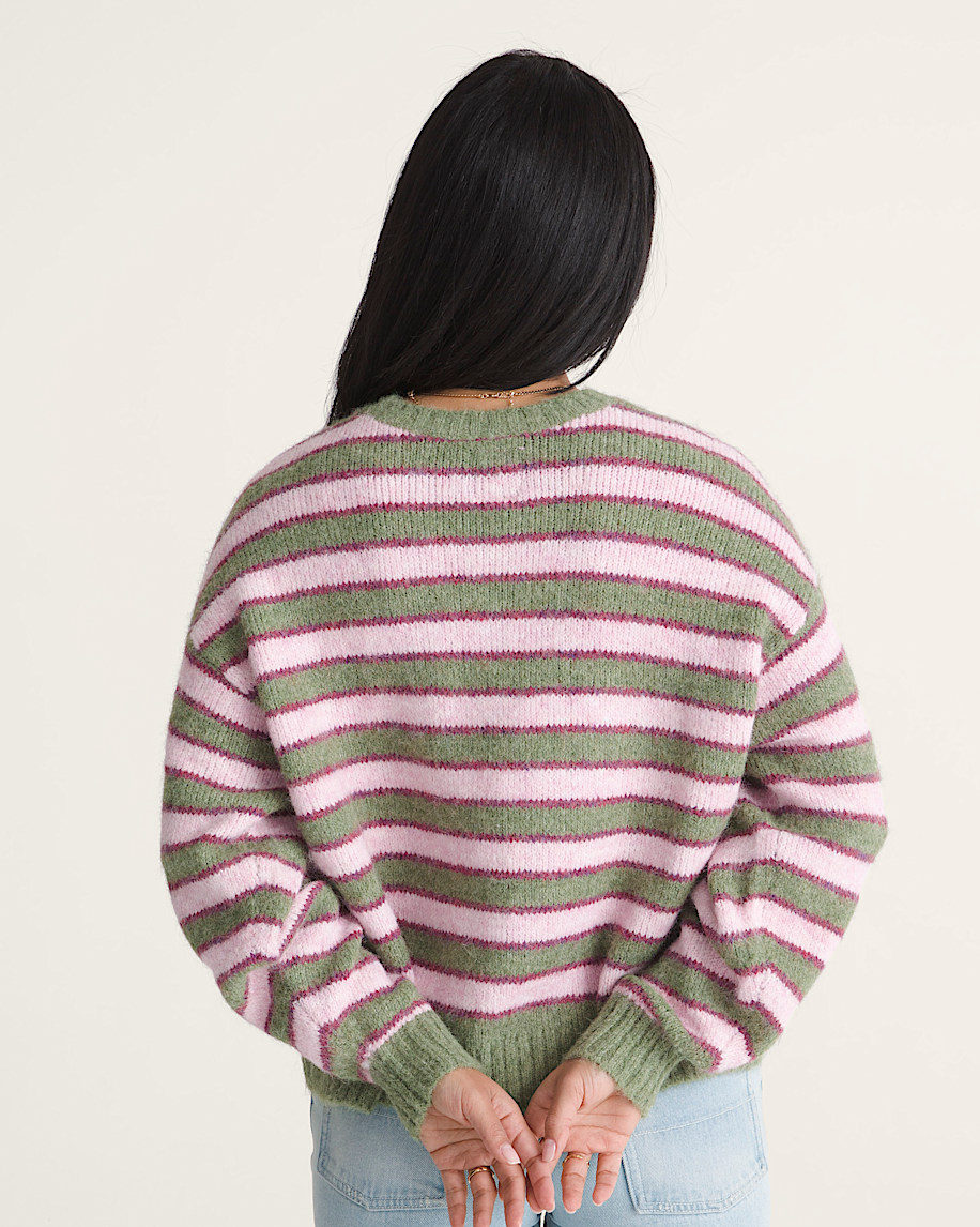 Rollins Stripe Sweater VANS Green Balsam  Mystic Mulberry ALT3
