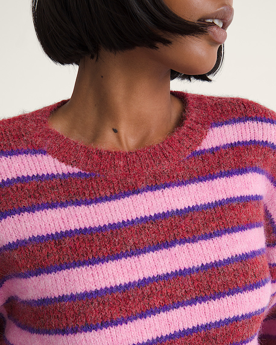 Rollins Stripe Sweater VANS Poppy Ember Red  Purple Licorice ALT4