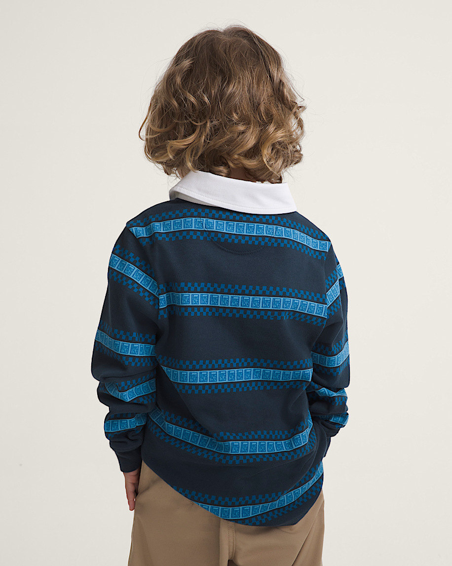 Little Kids V Rugby Long Sleeve Shirt VANS Dress Blues ALT3