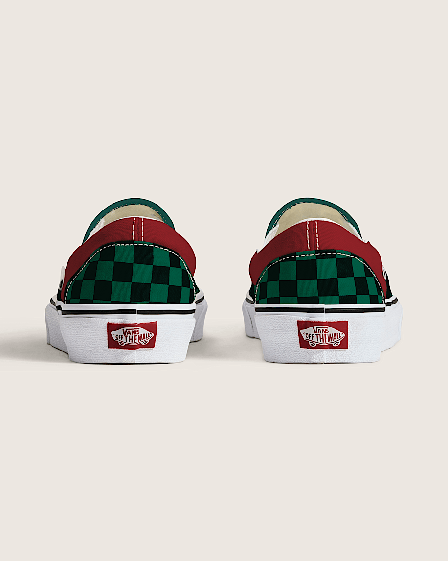 Classic SlipOn Checkerboard Shoe VANS Checkerboard Green  Red ALT3