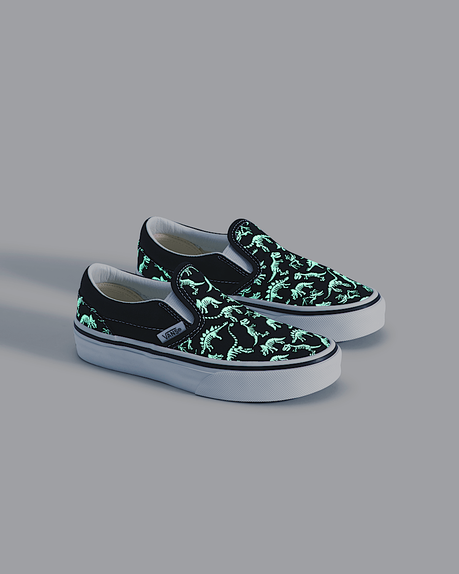 Little Kids Classic SlipOn Shoe VANS GlowintheDark  Black ALT2