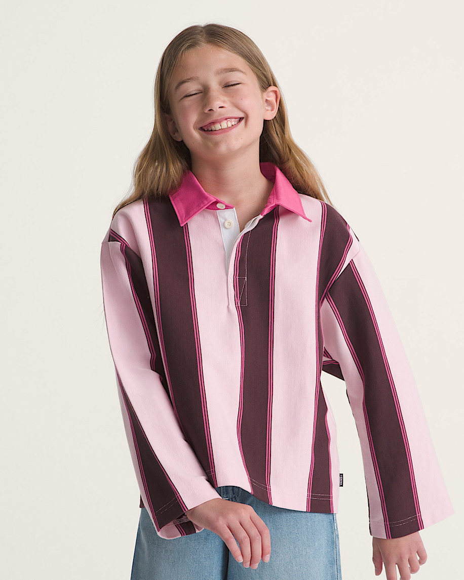 Kids Becky Rugby Shirt VANS Coral Blush HERO
