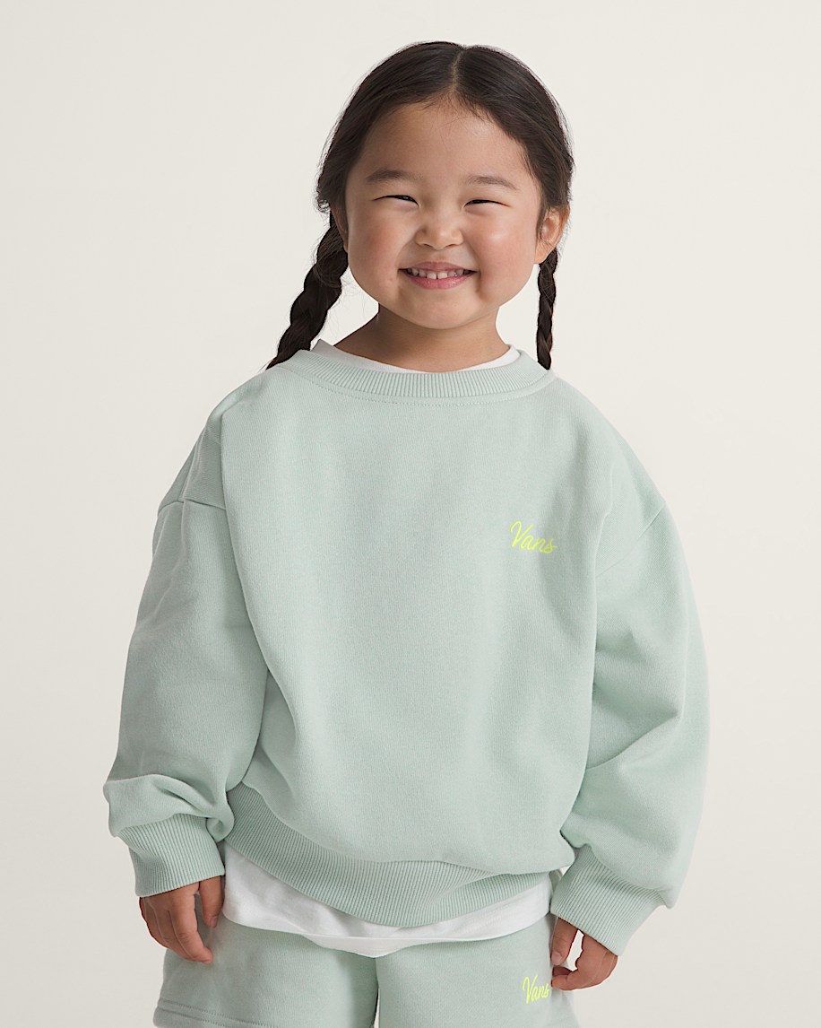 Little Kids Script Logo Crew Pullover VANS Dusty Mint Green ALT2