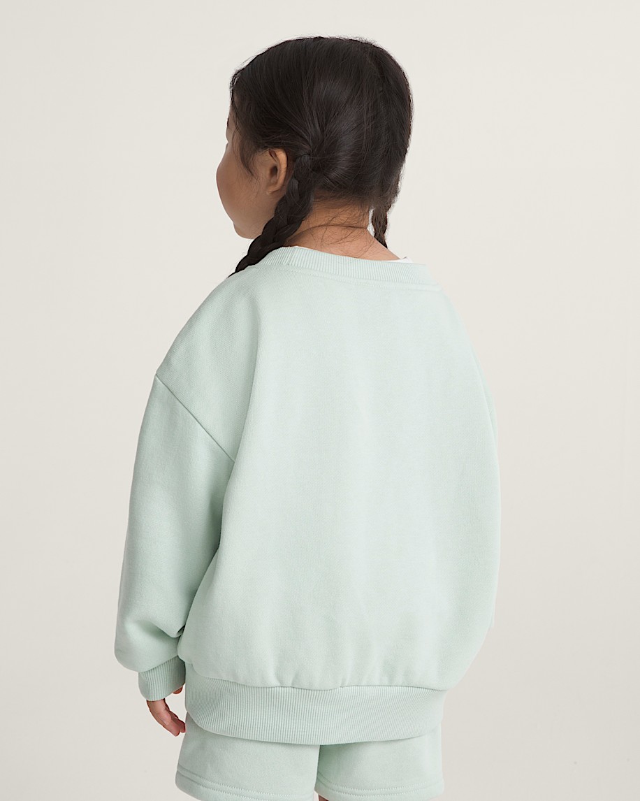 Little Kids Script Logo Crew Pullover VANS Dusty Mint Green ALT3