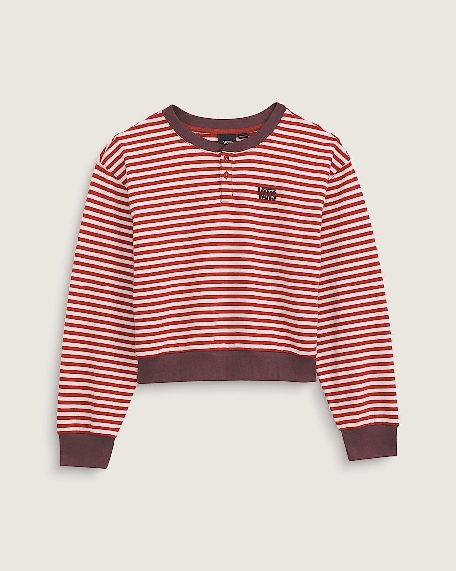 Molly Long Sleeve Henley VANS Pale Petal Pink  Poppy Ember Red HERO