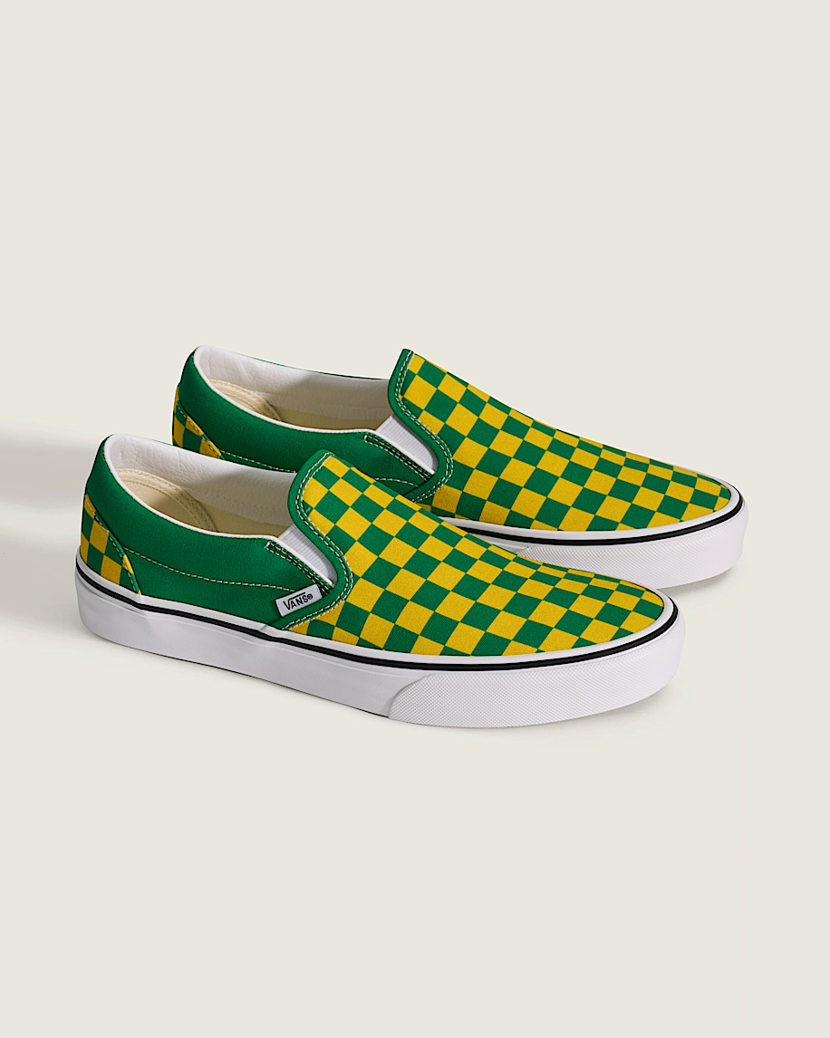 Game Day Classic SlipOn Checkerboard Shoe VANS Checkerboard Green  Yellow ALT1