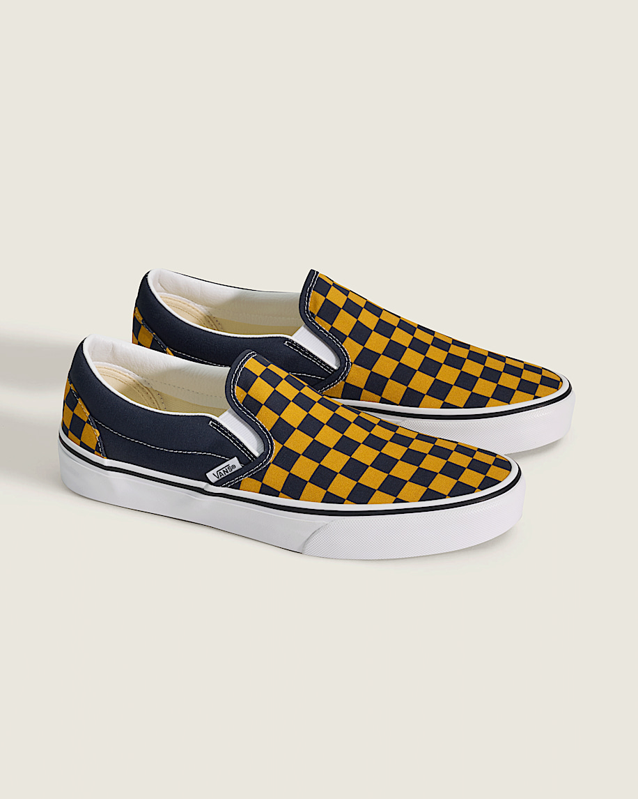 Game Day Classic SlipOn Checkerboard Shoe VANS Checkerboard Navy Blue  Gold ALT1