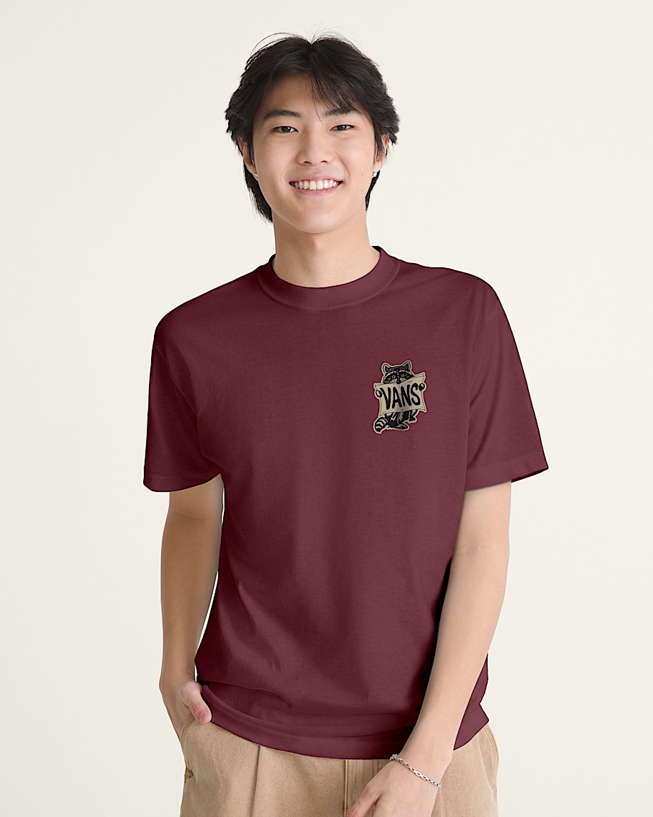 Raccoon Sign TShirt VANS Burgundy Red ALT2