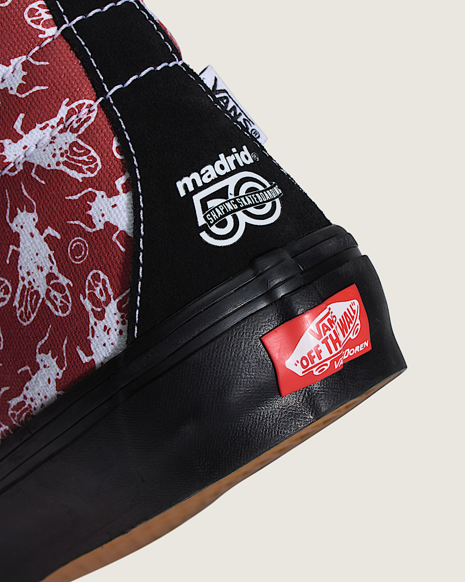 Van Doren Approved x Madrid Skateboards Skate Sk8Hi Shoe VANS Black  Red ALT5