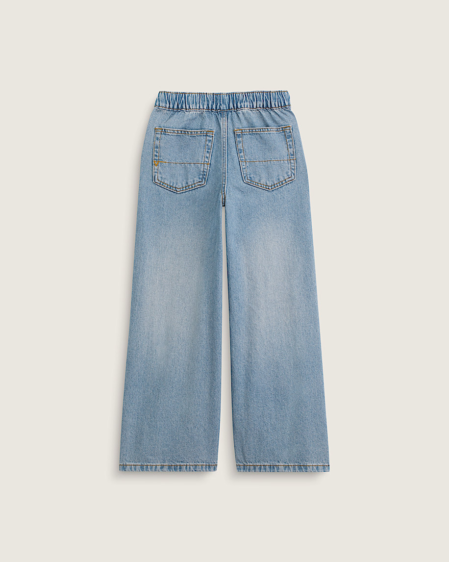 Kids Judy Denim Elastic Waist Pants VANS Stonewash Blue ALT1