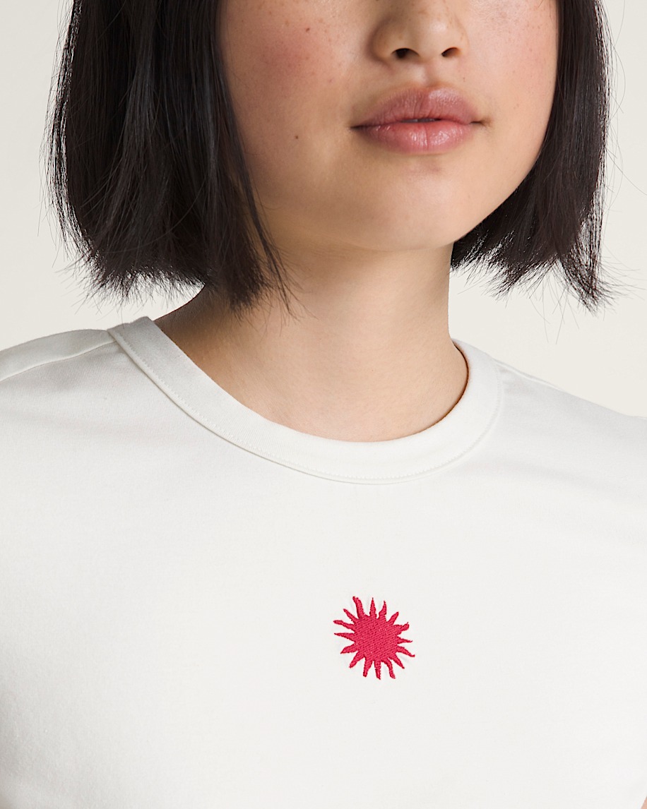 Embroidered Knit Shirt VANS Marshmallow White ALT2