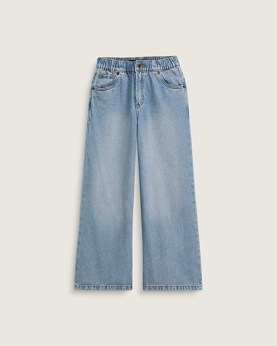 Kids Judy Denim Elastic Waist Pants VANS Stonewash Blue HERO