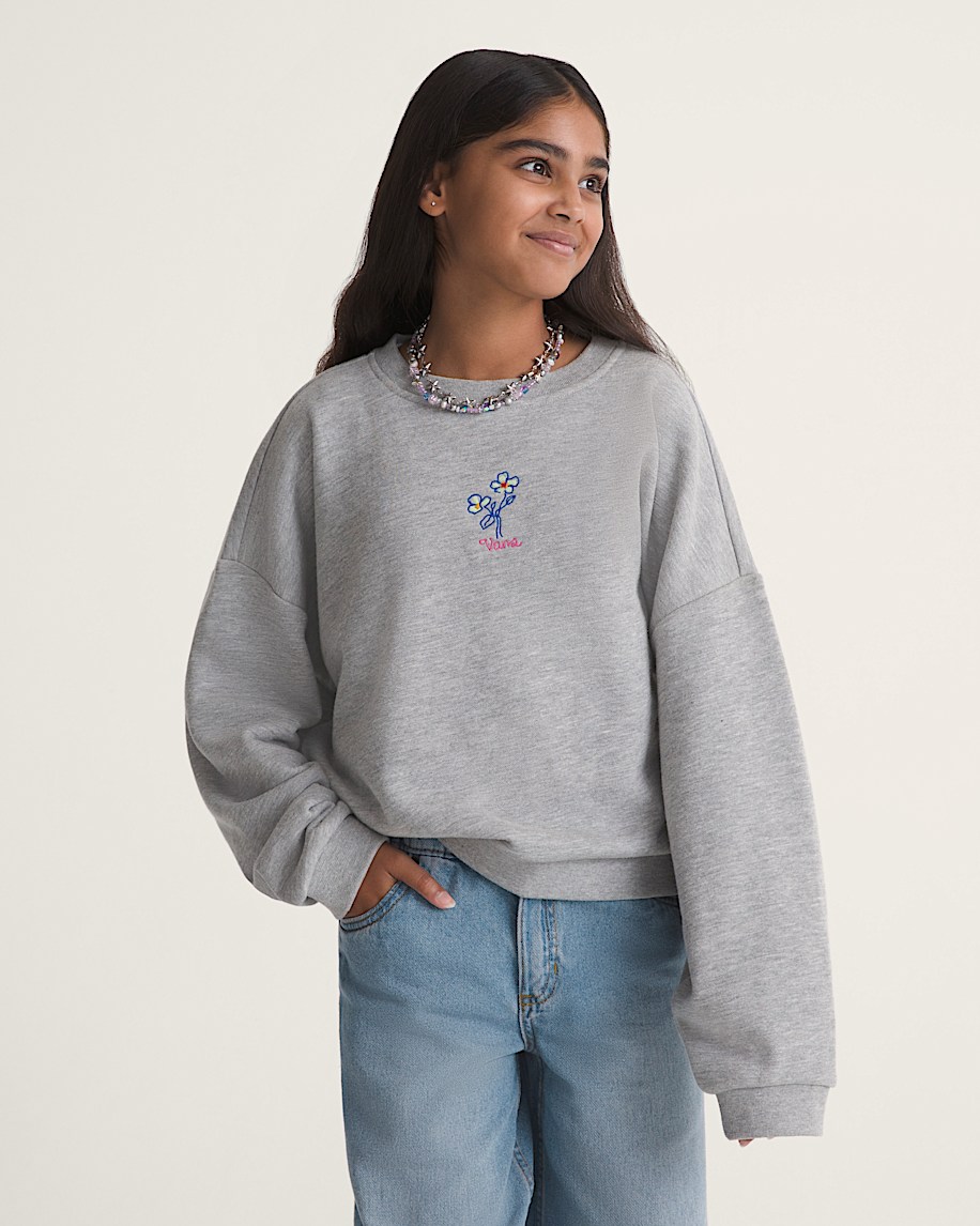 Kids Kohana Slouchy Crew Sweatshirt VANS Cement Heather Grey ALT2
