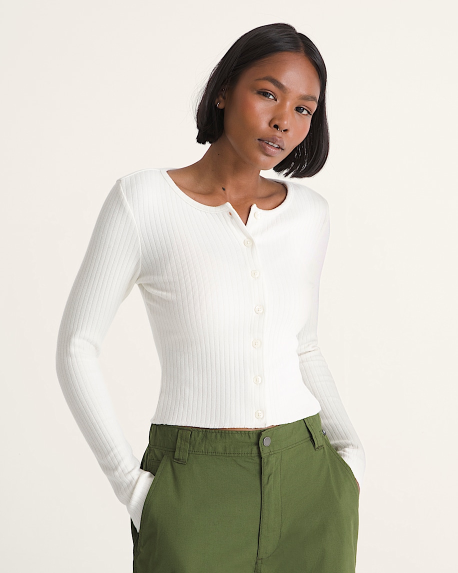 Long Sleeve Button Up Shirt VANS Marshmallow White ALT2