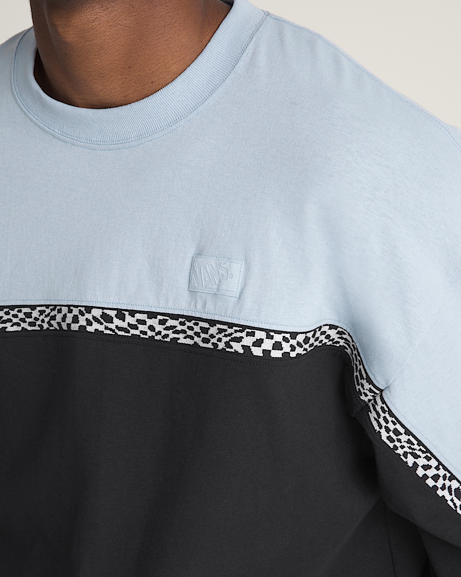 Blocked Checkerboard Long Sleeve Knit VANS Soft Slate Blue  Black ALT2