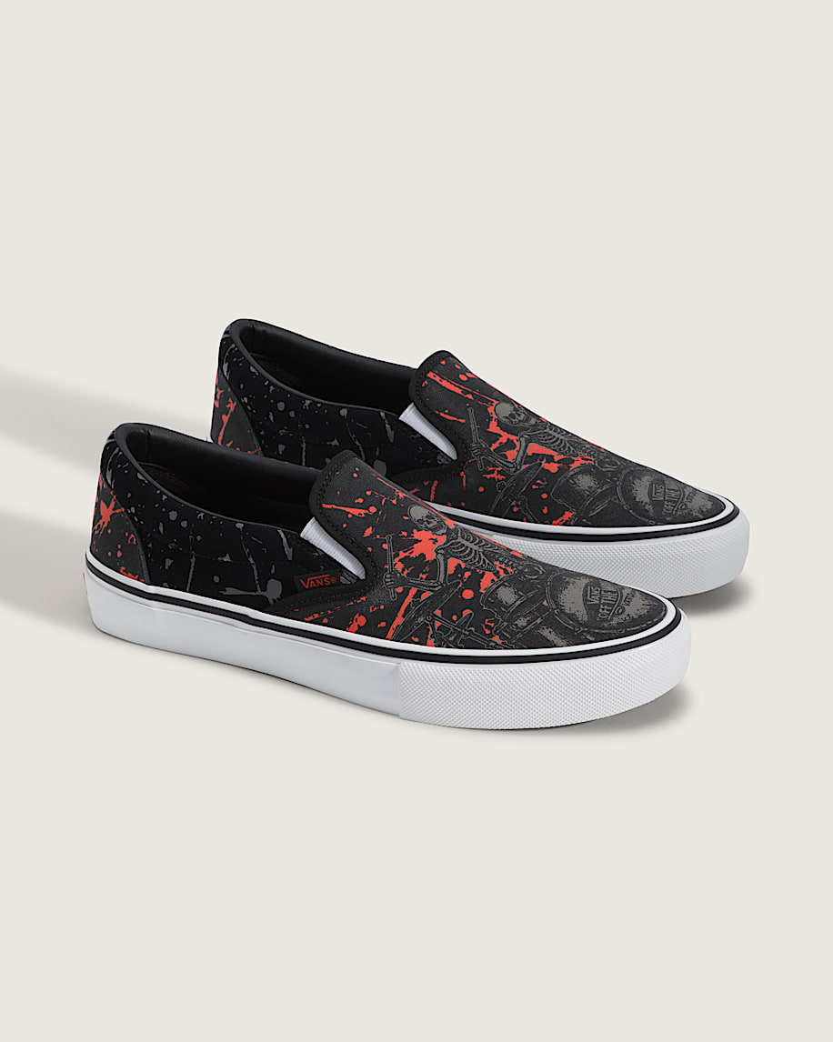 Van Doren Approved x Skate SlipOn Shoe VANS GlowintheDark Skeleton Black  Orange ALT1