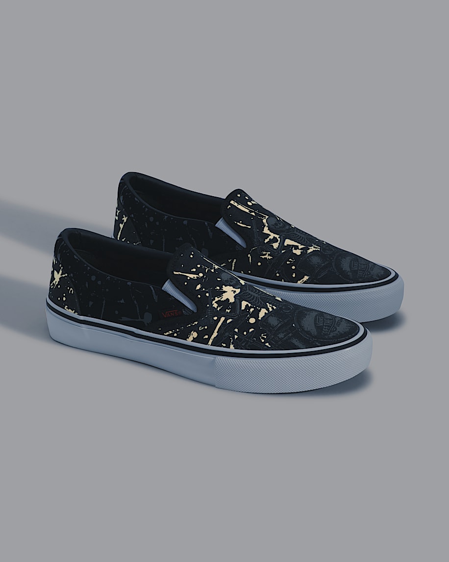 Van Doren Approved x Skate SlipOn Shoe VANS GlowintheDark Skeleton Black  Orange ALT2