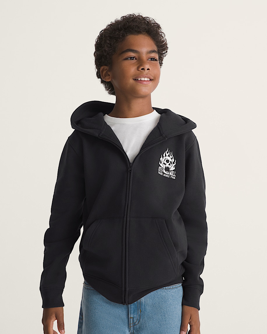 Kids Rebel Since 66 Full Zip Hoodie VANS Glowinthedark  Black ALT2