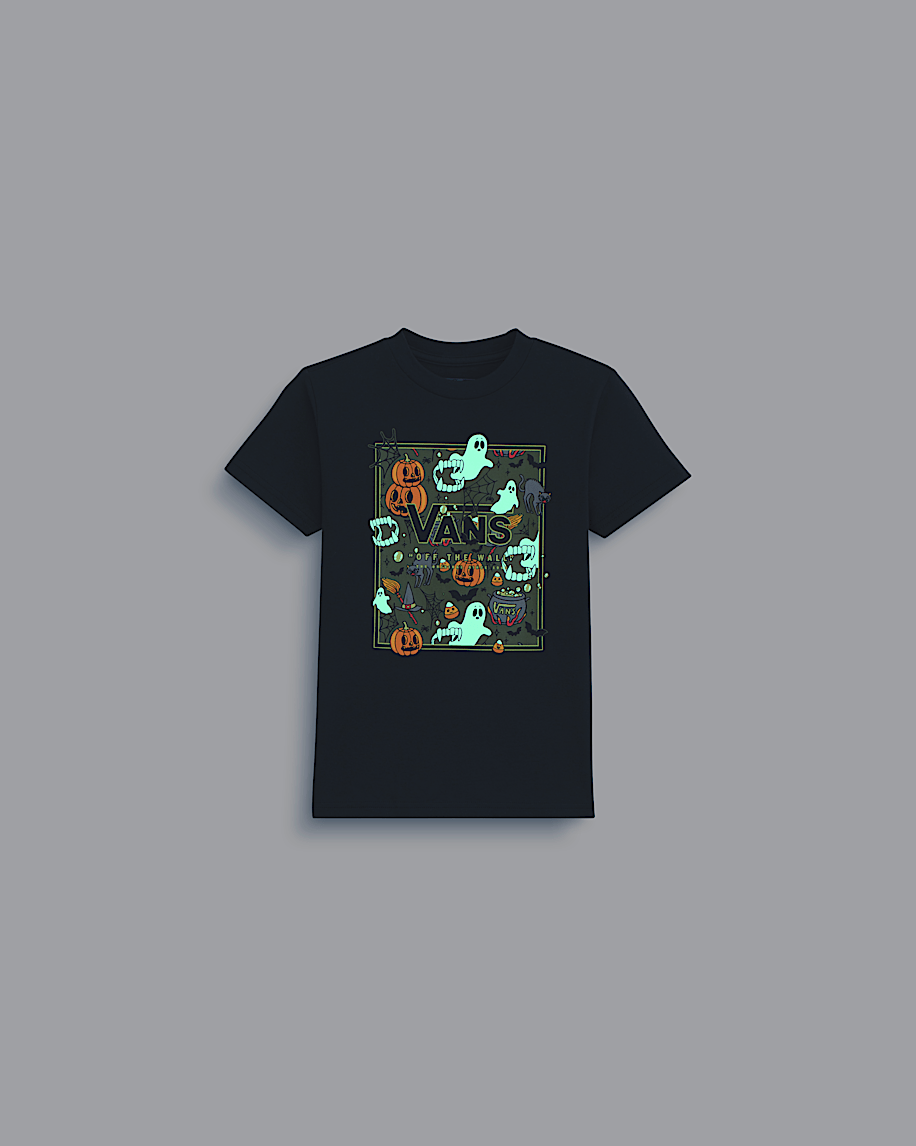Little Kids Spooky Crew Boxed TShirt VANS GlowintheDark  Black ALT1