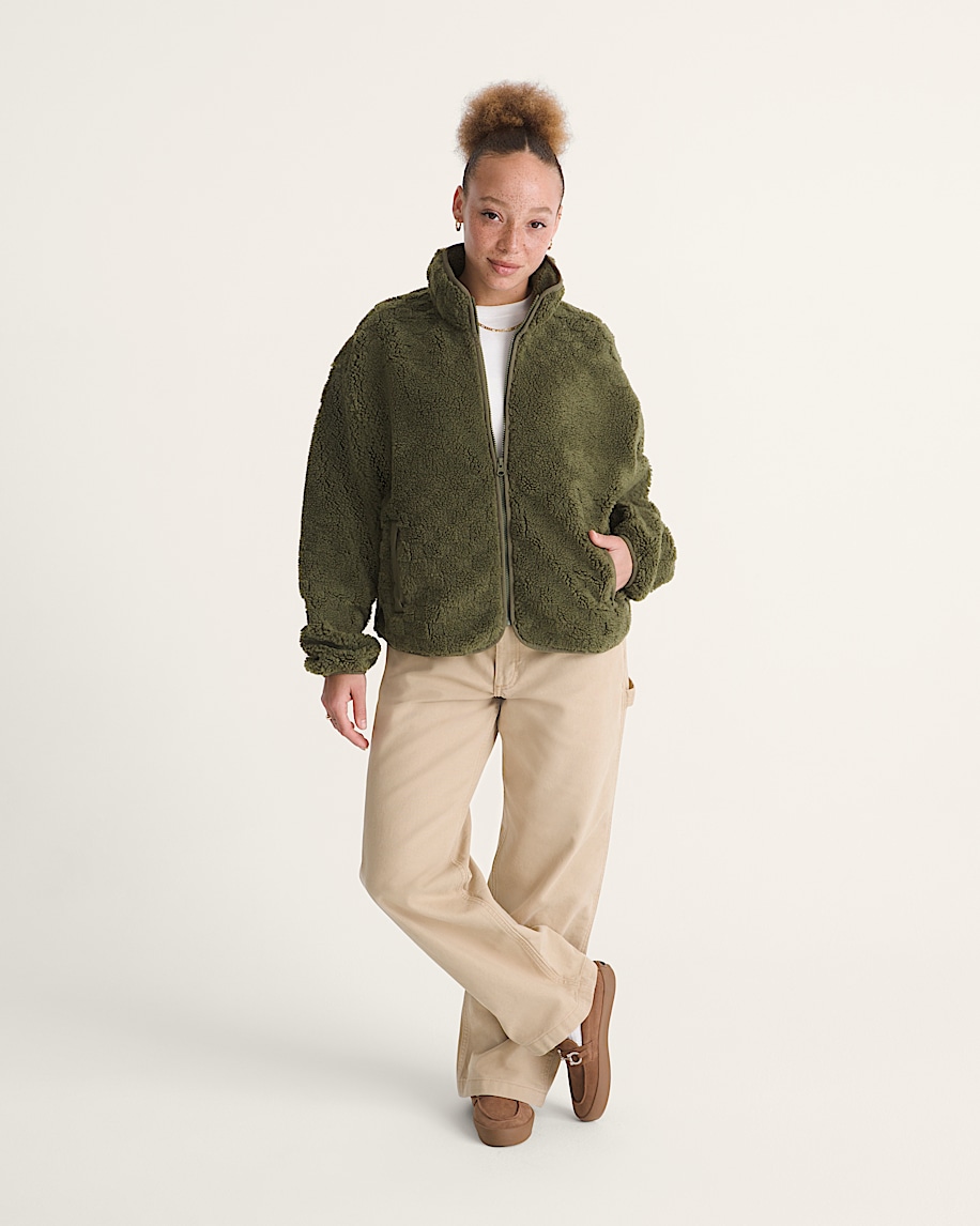 Queens High Pile Jacket VANS Mossy Olive Green ALT4