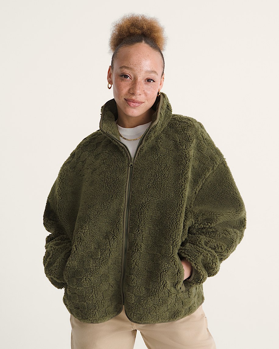 Queens High Pile Jacket VANS Mossy Olive Green ALT2