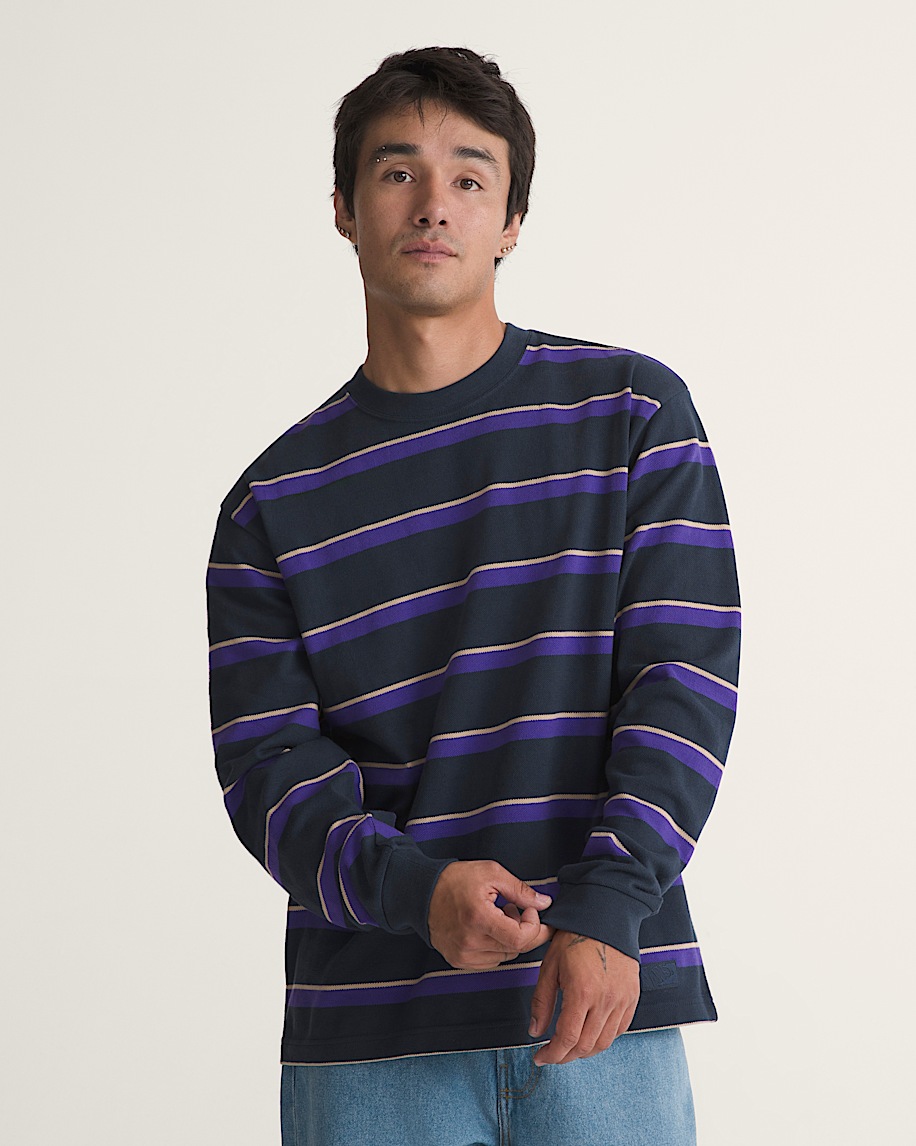 Vorlop Stripe Long Sleeve Knit VANS Parisian Night Blue ALT2