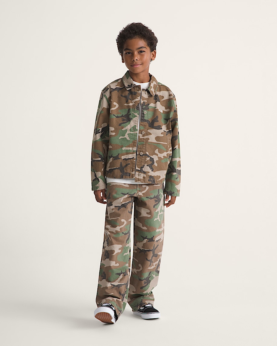 Kids Fullerton Denim Jacket VANS Camo Green  Aluminum Grey ALT4